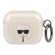 Ovitek Karl Lagerfeld Glitter Karls Head za AirPods 3 - zlati