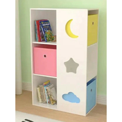 Kinder home polica za decije igracke i knjige, organizator sa kutijama za deciju sobu, bela, plava, roze, žuta ( JVTR-3246 )