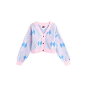 Tommy Jeans Pletena jopa modra/roza