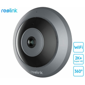 REOLINK FE-W IP kamera, 2K+ Super HD, WiFi, 360° Fisheye, IR nocno snimanje, aplikacija, dvosmjerna komunikacija, sirena, crno siva