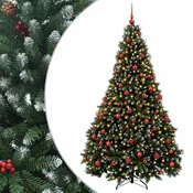 Vidaxl Umetno božično drevesce, zeleno z okraski 240 cm 300 LED
