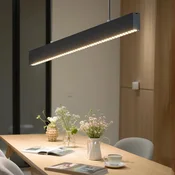Nikcorp Sodobna LED viseča svetilka 120 cm, nastavljiva črna stropna luč, 38 W, 1300 lm, 4000 K, aluminij in akril, za jedilnico, kuhinjo ali pisarno, minimalističen dizajn, brez utripanja, nastavljiva višina