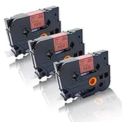 Komplet Brother TZe-441/TZ-441/PT/P-Touch 18mm kompatibilni trakovi (3) - črn izpis/rdeč trak
