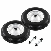 Vidaxl Kolesa za samokolnico z osmi 2 kosa trden PU 4,00-8 390 mm