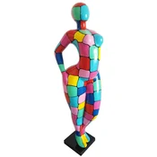 Casa Padrino luxury designer decorative sculpture woman colorful/black H. 130 cm - Abstract decorative figure - XXL decorative sculpture - XXL decorative figure - Abstract decorative sculptures
