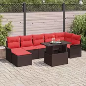 vidaXL vidaXL Vrtna sedežna garnitura z blazino 8 pcs Rjava poli ratan, (5000154634)