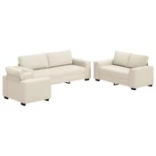 Sofa 3 pcs Bež 221 x 80 x 82 cm Platnasta tkanina