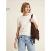 Sinsay - Bluza sa mešavinom vune i ažurnim uzorkom - krem