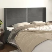 Vidaxl vidaXL Vzglavje s krilci temno sivo 183x16x118/128 cm žamet