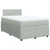Vidaxl Box spring postelja z vzmetnico svetlo siva 120x190 cm žamet