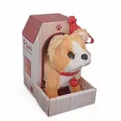 Plišani pas Shiba Inu na povodcu koji hoda I laje