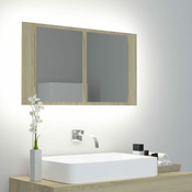 LED kupaonski ormaric s ogledalom boja hrasta 80x12x45 akrilni