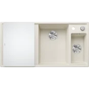 Blanco pomivalno korito AXIA III 6 S InFino SILGRANIT desko steklo, BAZEN DESNO, z daljin. prim. - NEŽNA BELA