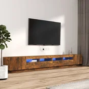 3-dijelni set TV ormarica LED boja dimljenog hrasta drveni