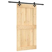 Vidaxl Drsna vrata Naravna in črna 100 x 210 cm Masiven borov les