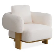 Casa Padrino luxury armchair white/brass 115 x 110 x H. 75 cm - Living room armchair - Hotel armchair - Living room furniture - Hotel furniture - Luxury furniture - Luxury furnishings