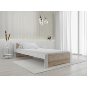 Postelja IKAROS 90 x 200 cm bela/hrast sonoma Posteljno dno: Z letvenim dnom, Vzmetnica: Vzmetnica Somnia 17 cm