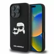Karl Lagerfeld Originalna maskica za iPhone 16 Pro - IML NFT Heads - crna silikonska zaštita MagSafe - KLHMP16LSKCHPPLK
