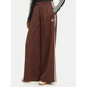 adidas Spodnji del trenirke adicolor Satin KD2541 Rjava Wide Leg