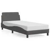 Vidaxl Posteljni okvir Dover siv 90x190 cm umetno usnje