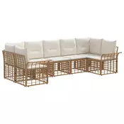 Set vanjskih sofa 7 pcs Prirodna i krema bijela Poliester