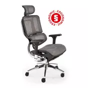 Halmar Ergonomska uredska stolica ETHAN siva s mrežastim naslonom i aluminijskom bazom