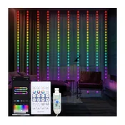 LED RGB Zatemnitvena božična zavesa WIZARD 300xLED/USB 3x3m + Daljinski upravljalnik