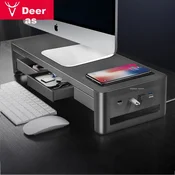 Luwei Postolje za monitor sa USB portovima, 11x54.6x20 cm, Crno
