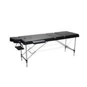 INLEA Zložljiva masažna miza Relax Pro, tridelná z aluminijastimi nogami - črna