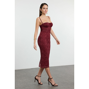 Trendyol Milla Ženska haljina Tpraw25El00120, Bordo