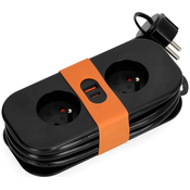 Produžni kabl 2 uticnice + 2x USB, 1,4 m, crni