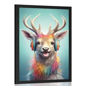 Plakat jelen s slušalkami - 40x60 black