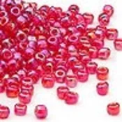 Kašaste perle (seed beads) 4 mm providna AB crvena