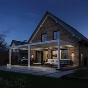 Bioklimatska pergola Antares Stenska, 4 x 8, Bela, Električni motor in LED luči