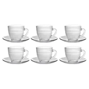 Set of 6 glass coffee cups with saucers, 220ml, Gigogne - Duralex