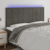 Vidaxl vidaXL Vzglavje postelje z LED diodo temno sivo 200x5x118/128 cm žamet