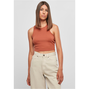 Womens Terracotta Cropped Rib Top
