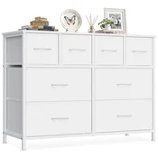 Songmics Oblečena komoda z 8 predali 98.7x30x74.7 cm oblačno bela