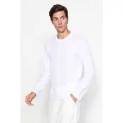 Trendyol White Basic Regular/Real Fit Crew Neck Long Sleeve 100% Cotton T-Shirt