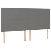 Vidaxl Vzglavje postelje temno sivo 160x5x118/128 cm blago