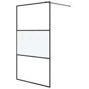 Vidaxl Pregrada za tuš črna 115x195 cm delno motno ESG steklo