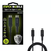 MAXMOBILE DATA KABEL TYPE C-TYPE C UDC3028 KEVLAR BLACK QC 3A 2m