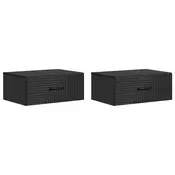 vidaXL Stenski nočni omarici s predalom 2 pcs Črna 49 x 34,5 x 20 cm
