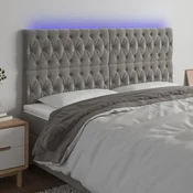 Vidaxl vidaXL Vzglavje z LED svetlo sivo 180x7x118/128 cm žametno