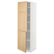 METOD Visoki element s policama/2 vrata, bela/Forsbacka hrastovina, 60x60x200 cm
