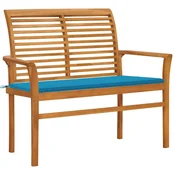 Vidaxl Vrtna klop s blazino 112 cm trdna tikovina