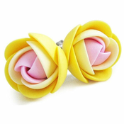 Troli Roza-rumeni uhani natikači cvetovi