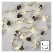 LED božična girlanda - storži, 1,7 m, 2x AA, notranja, toplo bela