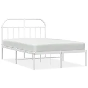 Greatstore Kovinski posteljni okvir z vzglavjem bel 120x200 cm
