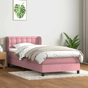 vidaXL vidaXL Box spring postelja z vzmetnico roza 80x220 cm žamet, (21793077)